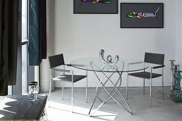 MOLEKULAR - Round Glass and Stainless Steel table by KARE Design - view 3